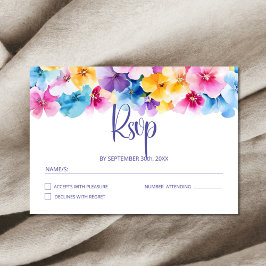 Kleurrijke Floral Wedding RSVP Kaartje