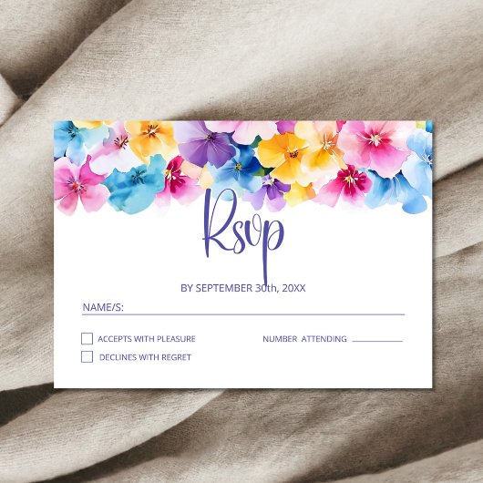 Kleurrijke Floral Wedding RSVP Kaartje