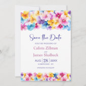 Kleurrijke Floral Wedding Save the Date Kaart (Voorkant)