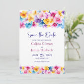 Kleurrijke Floral Wedding Save the Date Kaart (Staand voorkant)