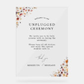 Kleurrijke Floral Wedding Unplugged Ceremony Acryl Bord (Voorkant)