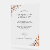 Kleurrijke Floral Wedding Unplugged Ceremony Acryl Bord (Hoek)