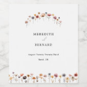 Kleurrijke Floral Wedding Wijn Etiket (Enkel label)
