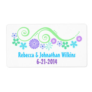 Kleurrijke Floral Wedding Wine Favor Label