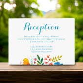 Kleurrijke Floral Wildflower bruiloft receptie Informatiekaartje