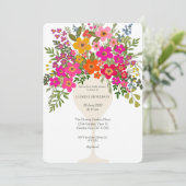 Kleurrijke Floral Wine Glass Vrijgezellenfeest Kaart (Staand voorkant)