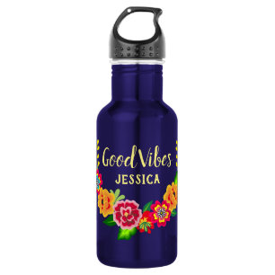Kleurrijke Floral Wreath Modern Good Vibes Waterfles