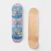 Kleurrijke Floral Zee Turtle Wide Skateboard (Voorkant)