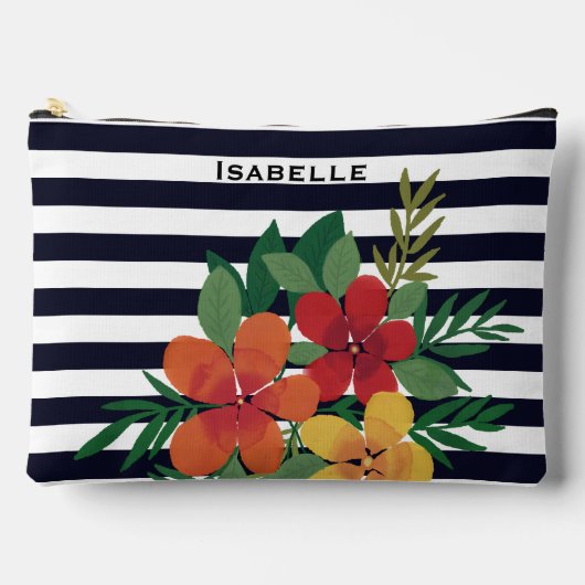 Kleurrijke Floral Zwart Wit Gestreept Gepersonalis Etui (Voorkant)