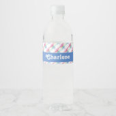 Kleurrijke florale afdruk op wit waterfles etiket (Voorkant)