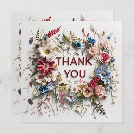Kleurrijke florale bedankkaart (Voorkant / Achterkant)