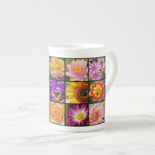 Kleurrijke florale collage botchina mok