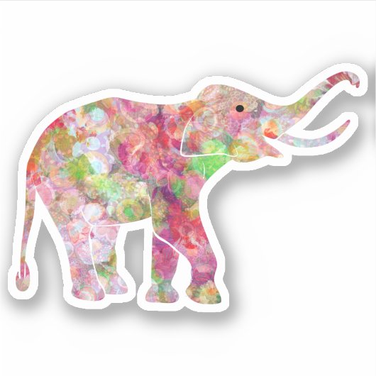 Kleurrijke florale collage cCute elephant Sticker (Voorkant)