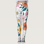 kleurrijke florale kunst leggings (Voorkant)