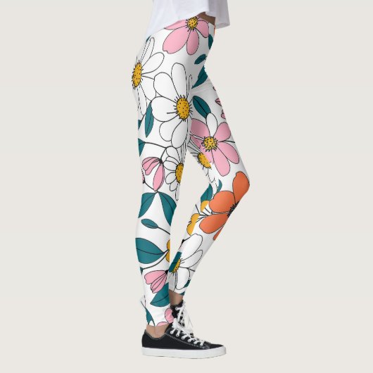 kleurrijke florale kunst leggings (Rechts)