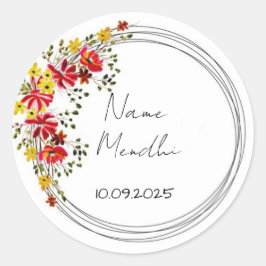 Kleurrijke florale Mendhi begunstigen stickers
