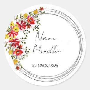 Kleurrijke florale Mendhi begunstigen stickers