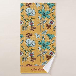 Kleurrijke florale naadloze patroon, gepersonalise badhanddoek