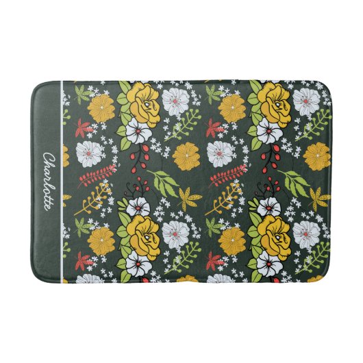 Kleurrijke florale naadloze patroon, gepersonalise badmat (Voorkant)