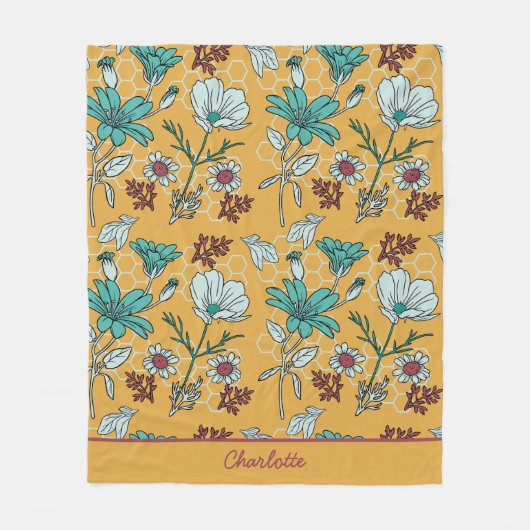 Kleurrijke florale naadloze patroon, gepersonalise fleece deken (Voorkant)