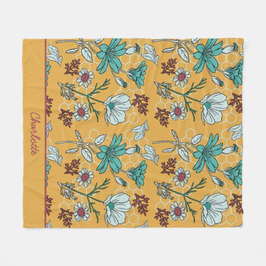 Kleurrijke florale naadloze patroon, gepersonalise fleece deken (Voorkant (Horizontaal))