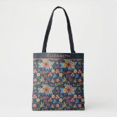Kleurrijke florale naadloze patroon, gepersonalise tote bag (Voorkant)
