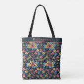 Kleurrijke florale naadloze patroon, gepersonalise tote bag (Achterkant)