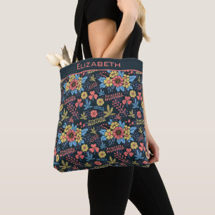 Kleurrijke florale naadloze patroon, gepersonalise tote bag