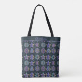 Kleurrijke florale naadloze patroon, gepersonalise tote bag (Achterkant)
