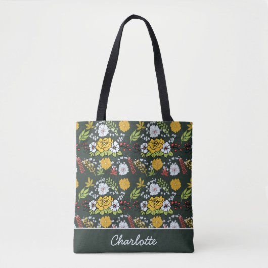 Kleurrijke florale naadloze patroon, gepersonalise tote bag (Voorkant)