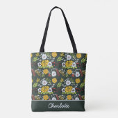 Kleurrijke florale naadloze patroon, gepersonalise tote bag (Achterkant)
