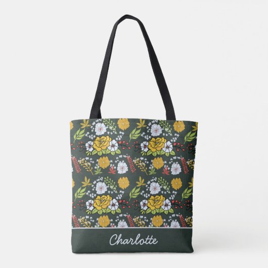 Kleurrijke florale naadloze patroon, gepersonalise tote bag (Achterkant)