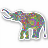 Kleurrijke florale schattige olifantenafbeelding sticker (Voorkant)