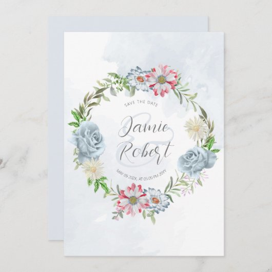 Kleurrijke florale spiegel Sla de datum op Kaart (Voorkant / Achterkant)