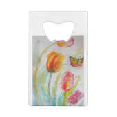 Kleurrijke florale Waterverf Tulp en Butterfly Creditkaart Flessenopener (Achterkant)