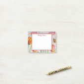 Kleurrijke florale Waterverf Tulp en Butterfly Post-it® Notes (Op bureau)