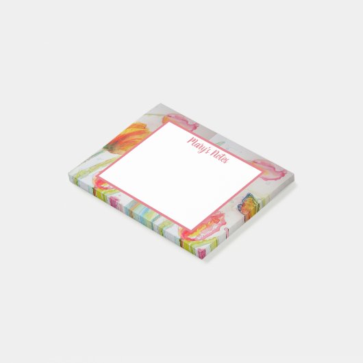 Kleurrijke florale Waterverf Tulp en Butterfly Post-it® Notes (Schuin)