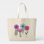 Kleurrijke Florals Grote Tote Bag (Achterkant)