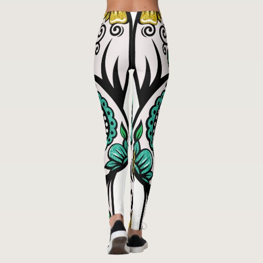 Kleurrijke FloralSugar Skull Leggings (Achterkant)
