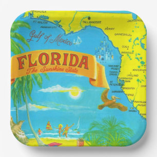 Kleurrijke Florida ansichtkaart kaart Papieren Bordje