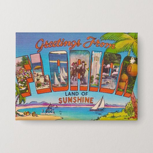 Kleurrijke Florida Groeten Button (Voorkant)