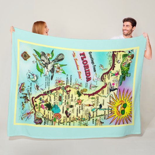 Kleurrijke Florida Groeten  Fleece Deken (In situ)