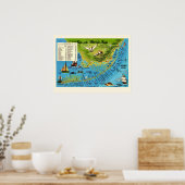 Kleurrijke Florida Keys 18x24 kaartposter Poster (Keuken)