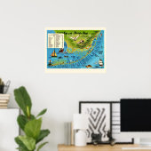 Kleurrijke Florida Keys 18x24 kaartposter Poster (Thuiskantoor)