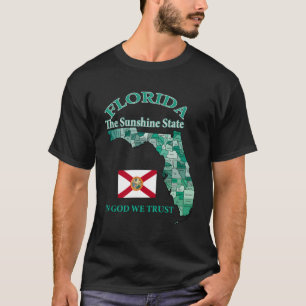 Kleurrijke Florida State County kaart met bijnaam T-shirt