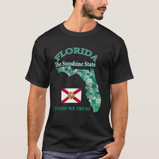 Kleurrijke Florida State County kaart met bijnaam  T-shirt (Voorkant)
