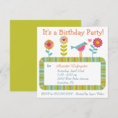 Kleurrijke Flower and Bird Lijst verjaardagsfeestj Kaart (Voorkant / Achterkant)