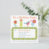 Kleurrijke Flower and Bird Lijst verjaardagsfeestj Kaart (Staand voorkant)