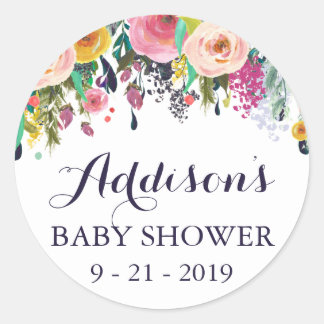 Kleurrijke Flower Baby shower Circle Stickers Labe