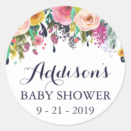 Kleurrijke Flower Baby shower Circle Stickers Labe (Voorkant)